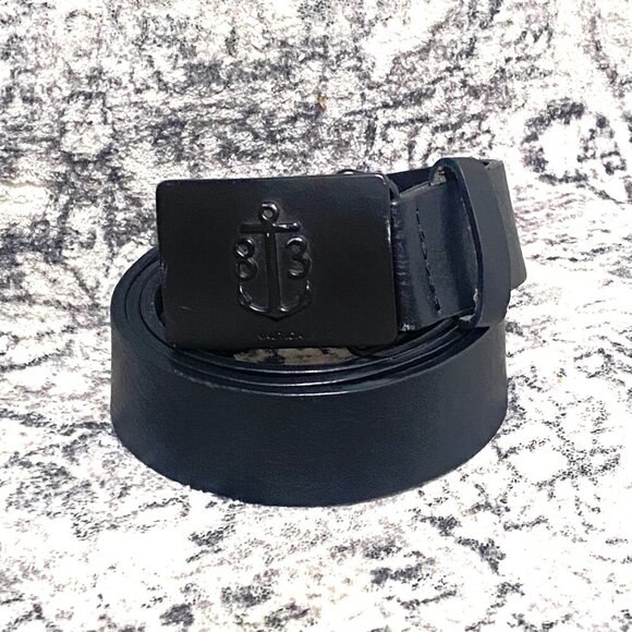 NAUTICA VOYAGE  83 Anchor LEATHER  BELT  in Black Size 34-36 - Picture 2 of 6